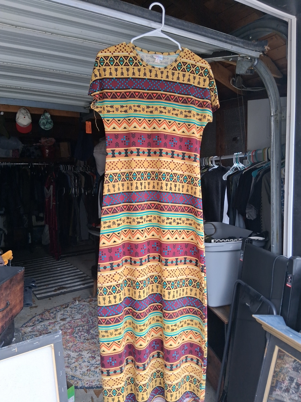 LuLaRoe Yellow Multi-Color Tribal Maxi Dress